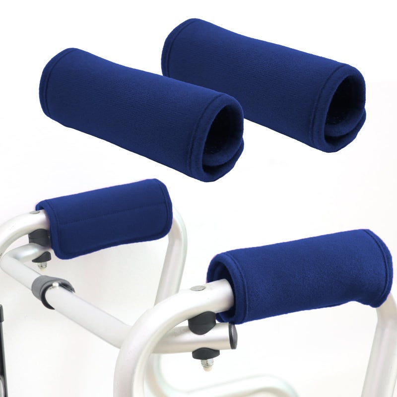 2 Pack Walker Handle Cushions Walker Grip Covers Pads Walker Padded Hand Grip Covers for Rolling Wheelchair Walker Elderly Grippers Rollator Handle (Dark blue)